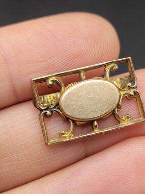 Antique Victorian Edwardian Ribbon Slide Pendant — 1890s–1910s Openwork Brass